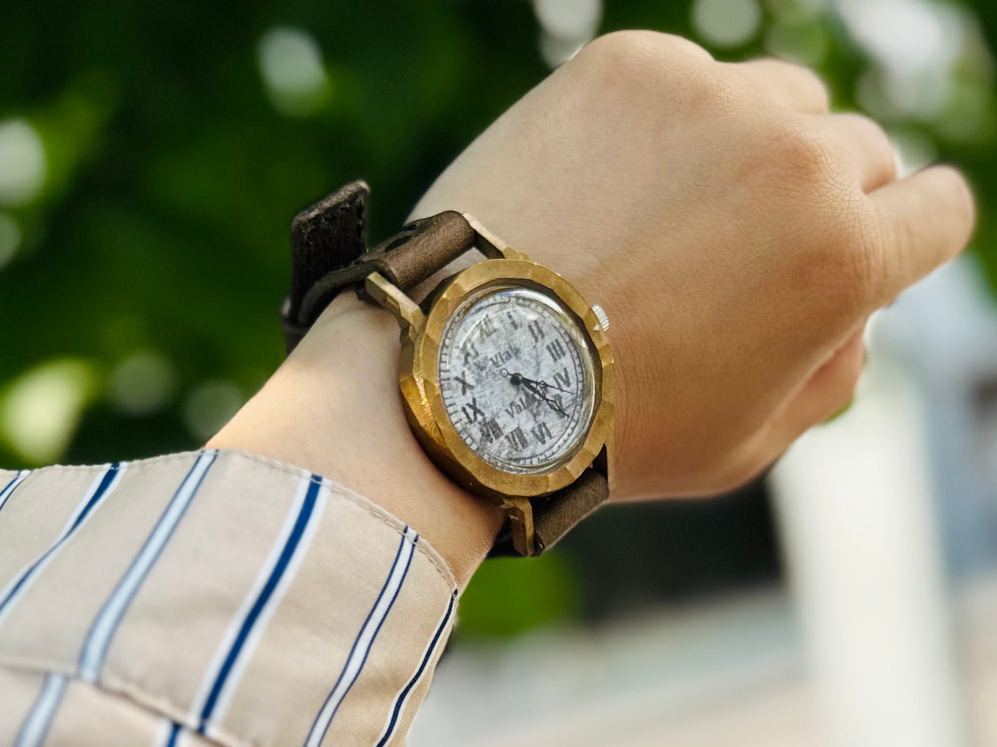 手作り腕時計 Via Valeria(レトロGray & イタリアBlack革) | Via Romana